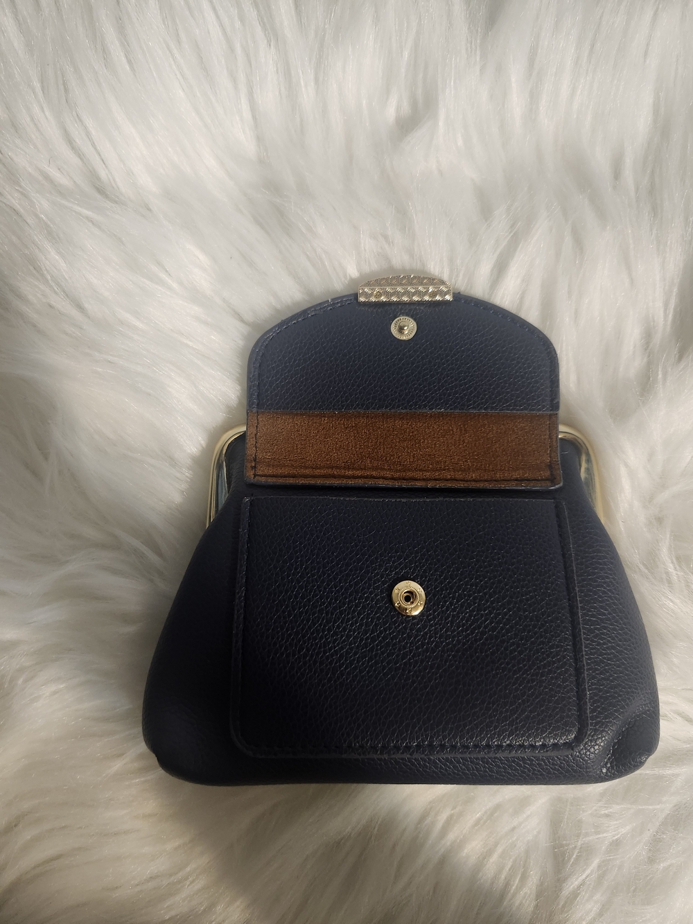 SOLD‼️ - Classic Navy Blue Leather Kiss Lock Coin Purse/ Wallet - Picture 5 of 8